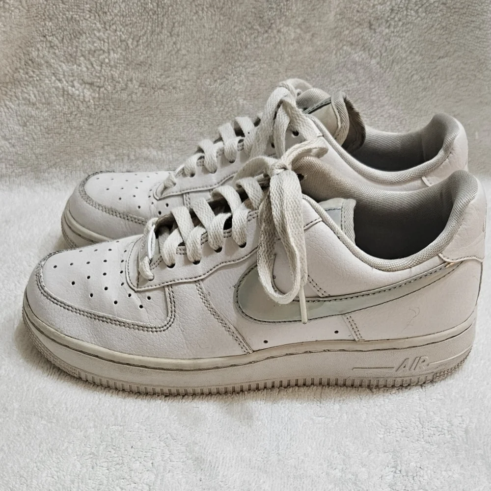 Nike Air Force 1s White W/ Silver Swoosh Women’s Size 6.5 CW5596-100